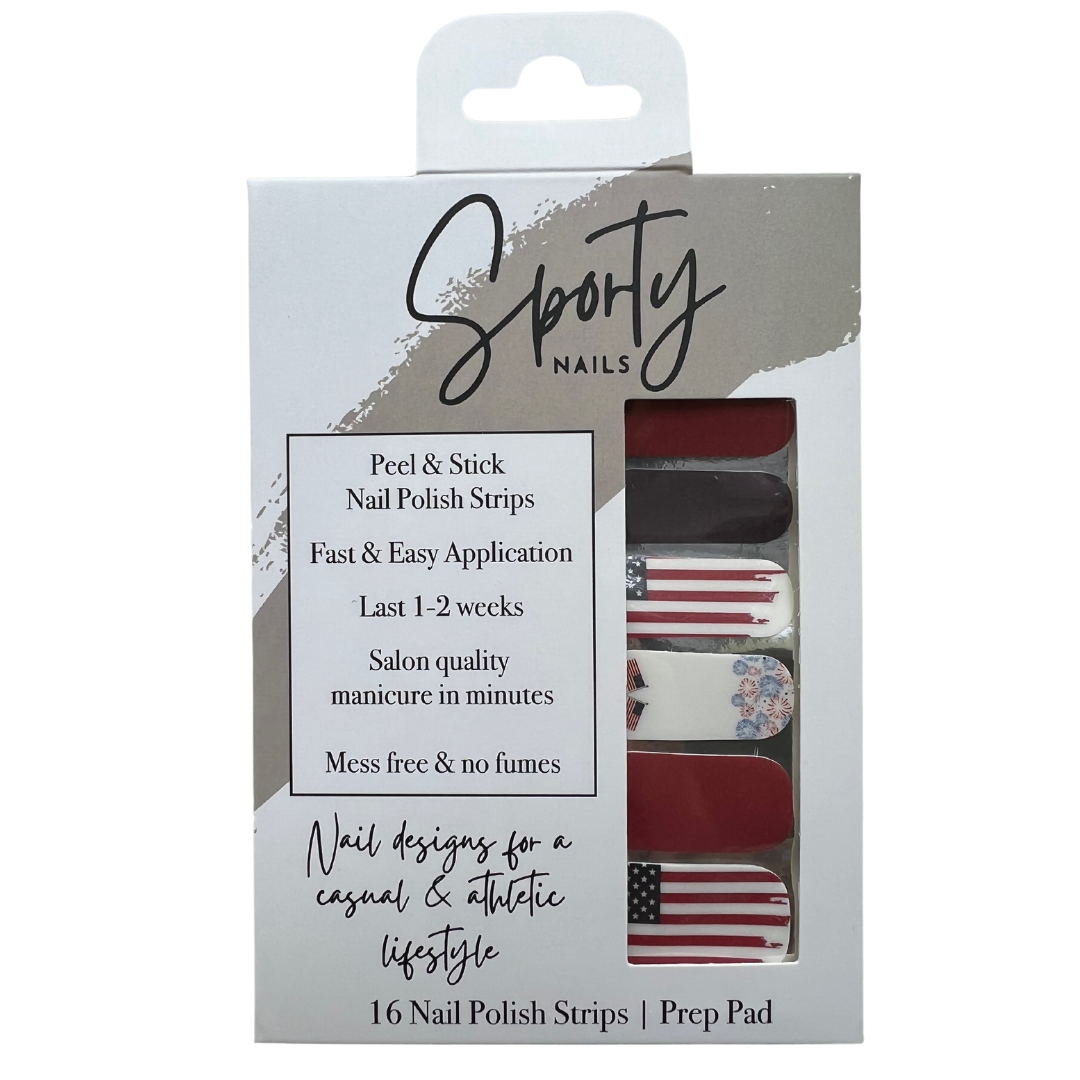 Show your American pride with our American flag inspired nail wraps, perfect for your American flag attire.  American flag style and design.