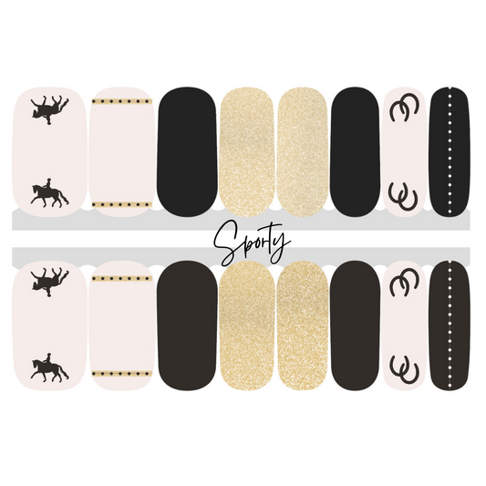 Dressage themed nail wraps.  Equestrian nail art.  Gifts for equestrians.  Unique gifts for horse lovers.  Budget gifts for horse lovers.  Equestrian accessory apparel. 